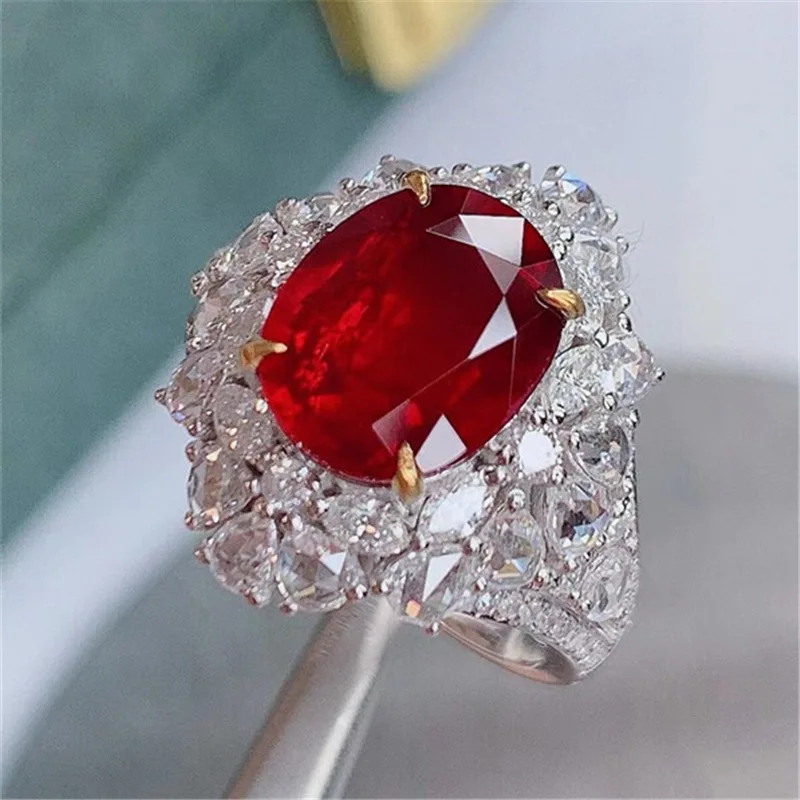 

Vintage Ruby Diamond Ring 925 sterling silver Party Wedding band Rings for Women Bridal Promise Engagement Jewelry Gift