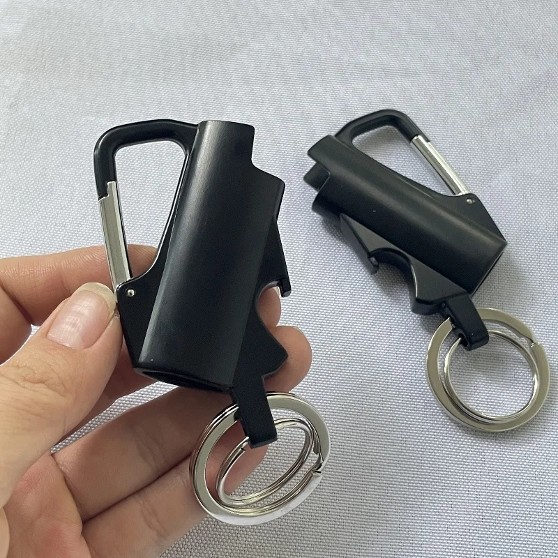 Multi Functional Outdoor Mini Bic J5 Lighter Metal Holder Case Explosion Multifunctional Bottle Opener Keychain Backpack Buckle