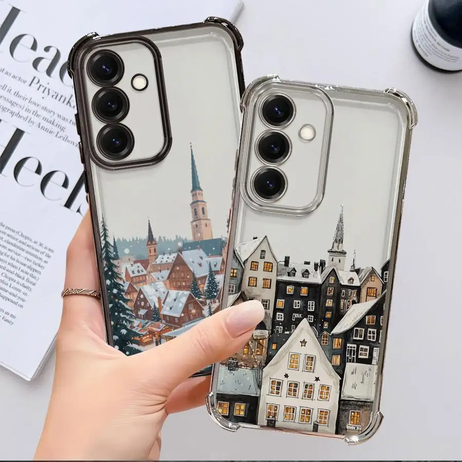 عيد الميلاد سانتا كلوز قضية الهاتف لسامسونج غالاكسي A24 A25 A35 A36 A26 A16 A33 A52 A17 A21s A15 A13 غطاء واضح