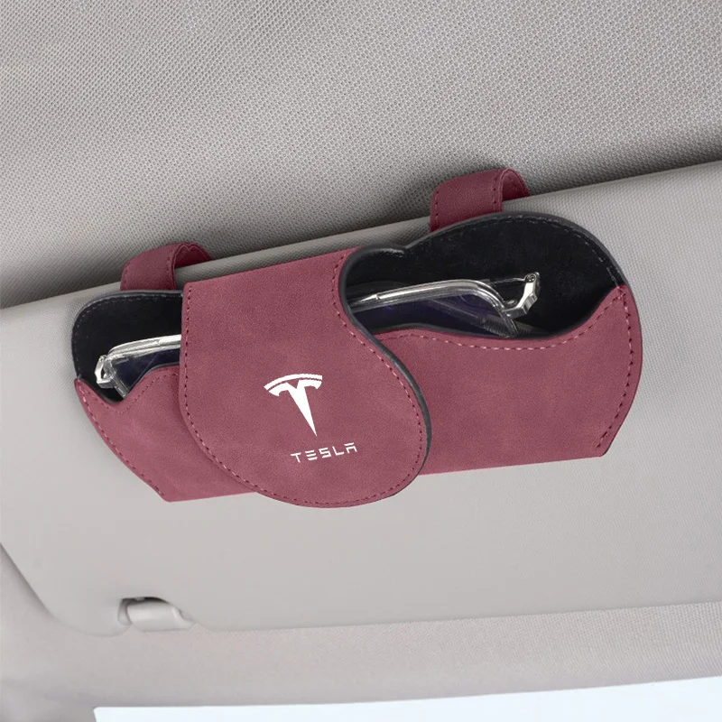 Car Glasses Case Auto Sun Visor Glasses Holder Sunglasses Clip Accessories Storage For Tesla Model 3 S X Y Roadster 2021 SpaceX