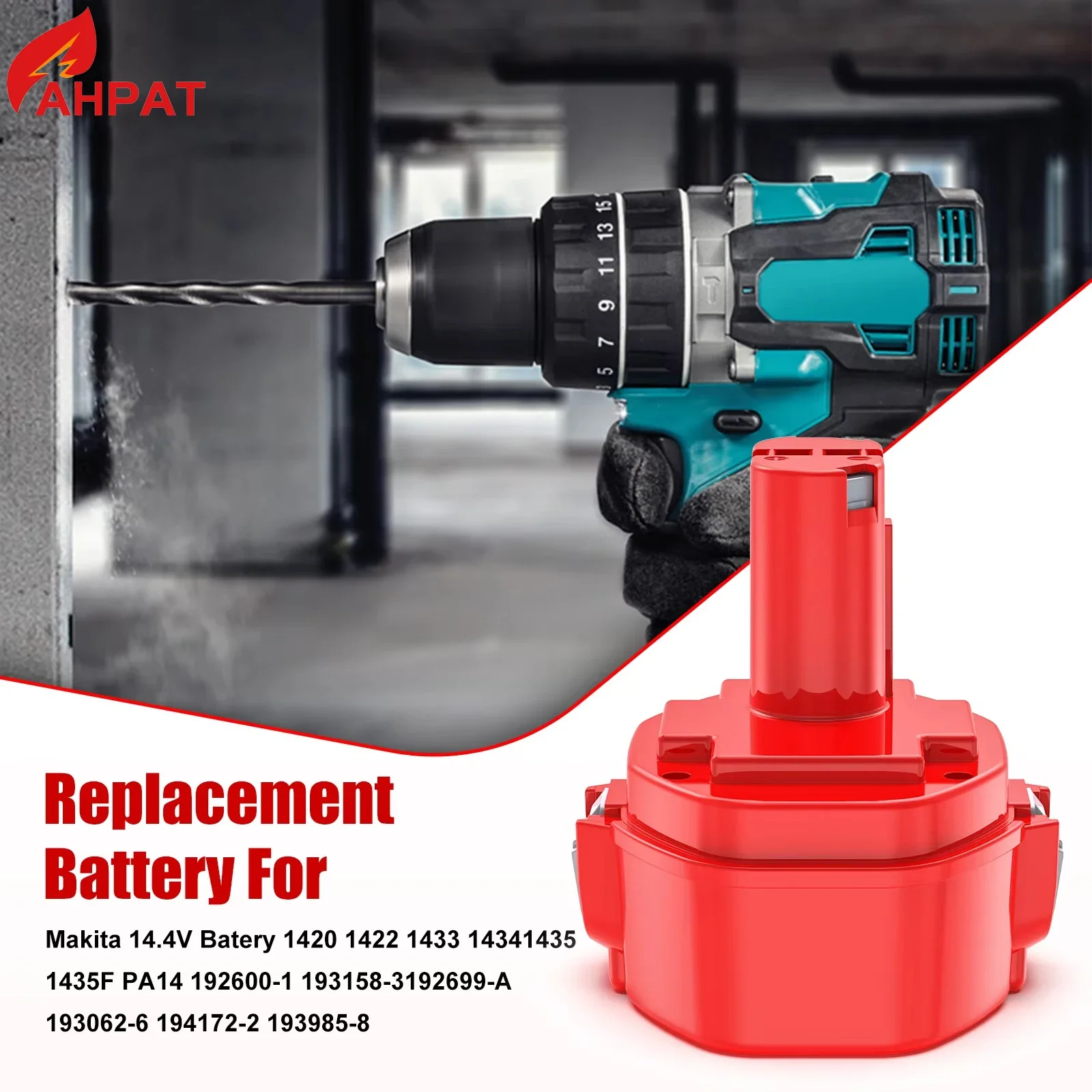 2026 powtree 12800mAh 14.4V استبدال البطارية لماكيتا 1422 1420 1433 1434 1435 1435F PA14 6337d 6281d 6280D 8280d أدوات الخفافيش