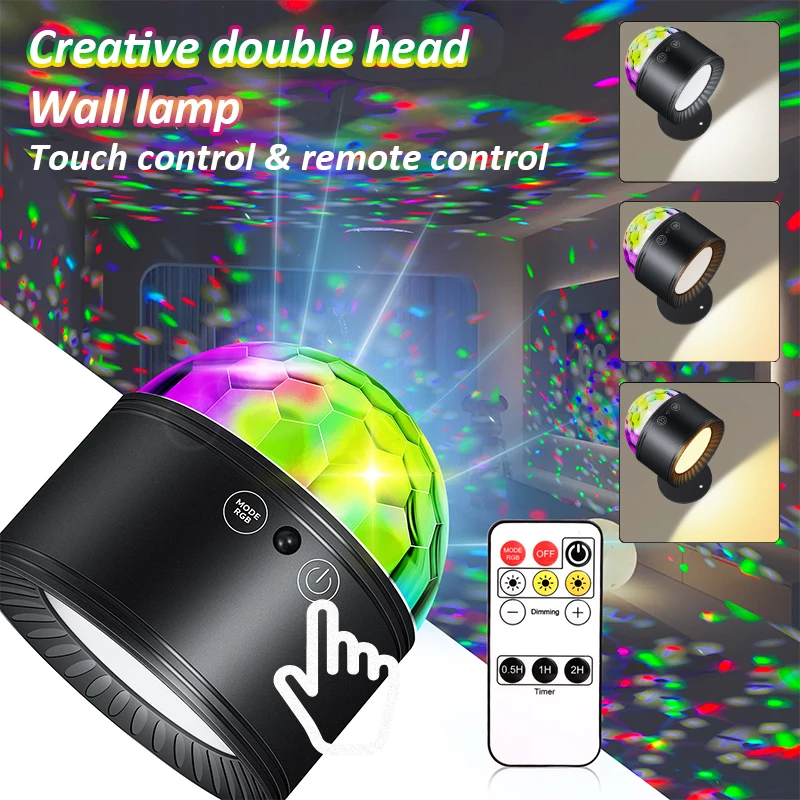 Led Double Head Wall โคมไฟ Touch Control Night Light 360 Rotatable USB ชาร์จโคมไฟอ่านหนังสือไร้สายแบบพกพาสําหรับห้องนอน
