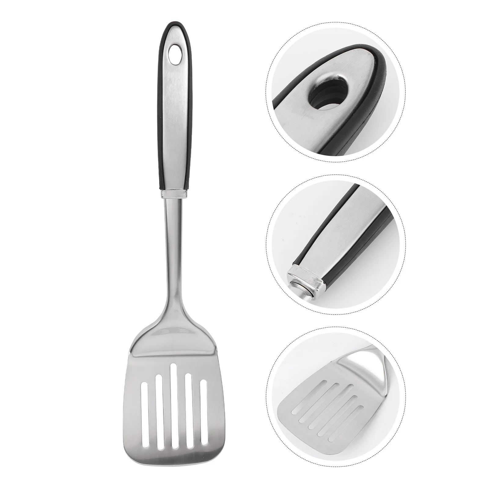 

Stainless Steel Slotted Turner Comfortable Grip Lightweight for Cooking Non Stick Cookware Drains Excess Grease Perfect