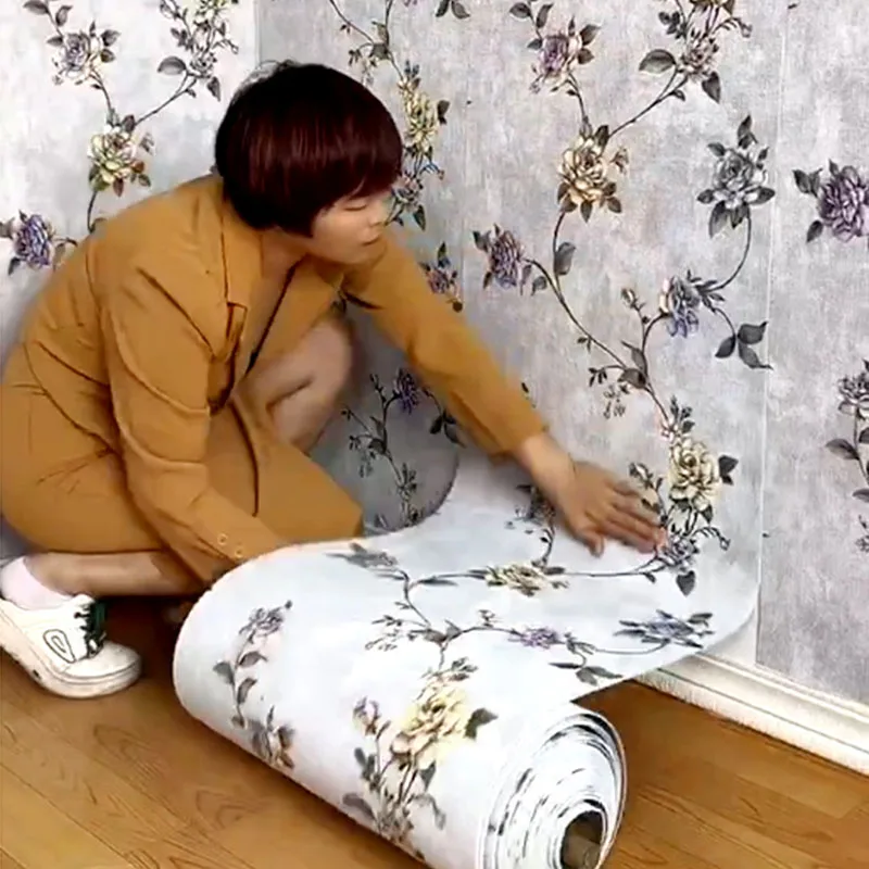 Papel de Parede Auto-adesivo para o Quarto Quente Tinta Peônia Clássica Chinesa Adesivo de Parede Impermeável 10m 3d