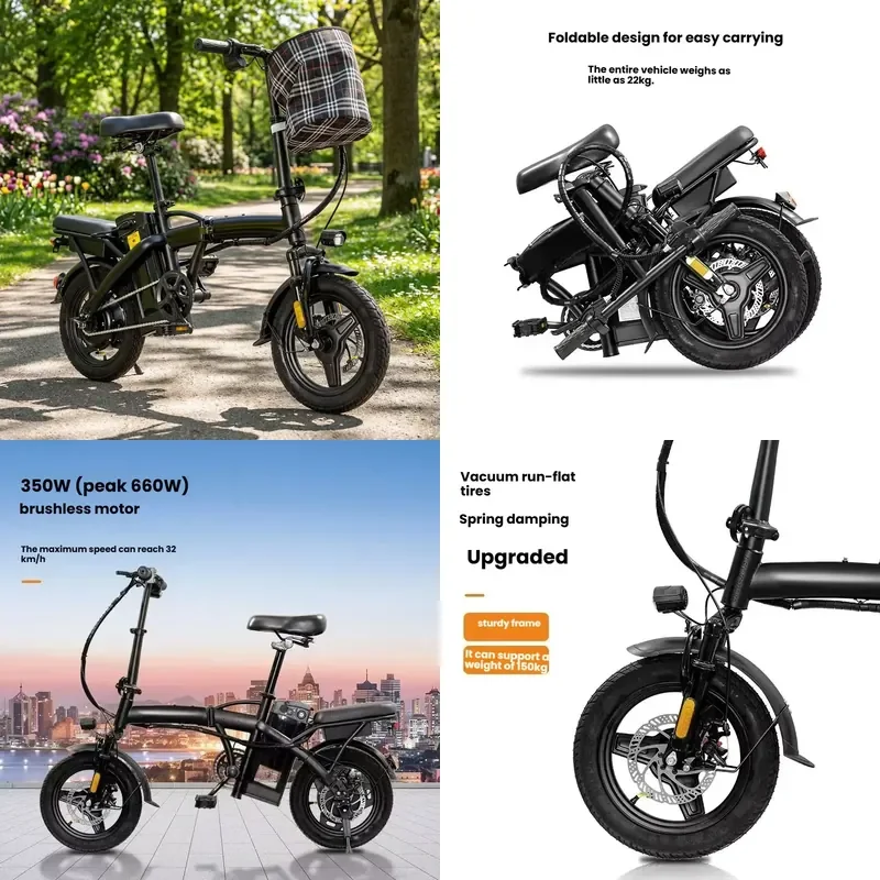 2026 20KG Lightweight 14 Inch Folding Electric Bike with One-click Folding Design for Urban Subway Transfer Commuting