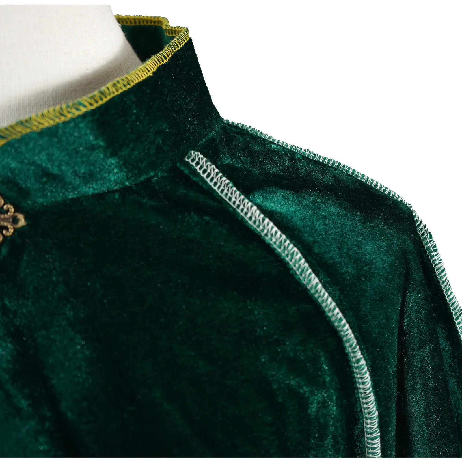 Medieval Suede Cloak Vintage Gold Trim Cape Halloween Cosplay Stage Performance Costume - view 3