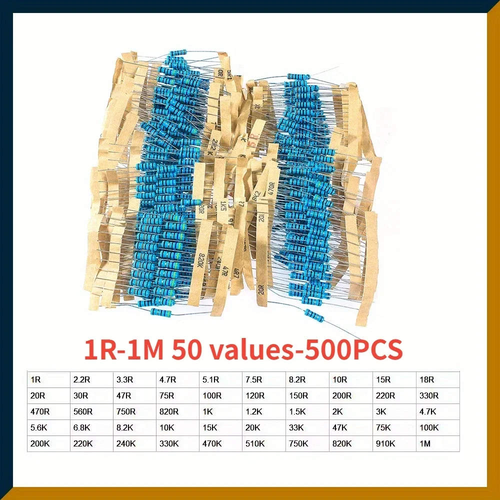 Imagem -05 - Assorted Metal Film Resistor Grupo Resistor Pack Kit Eletrônico Faça Você Mesmo 1r1m Ohm Anel de Cores 1w 500-1000 Pcs