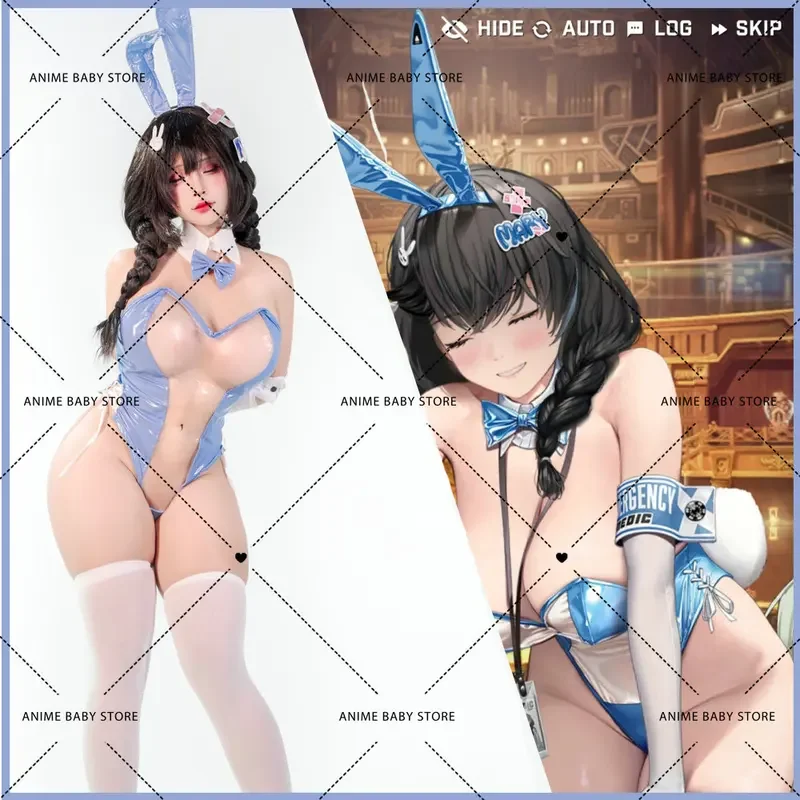 Nikke Cute Mary Cosplay Costume Transparent Bunny Cosplay Bunny Girl Medical Rabbit Blue Jumpsuit Rabbit Ears Bunny Suit