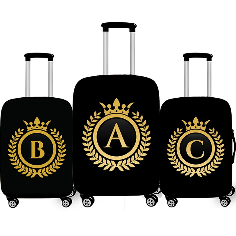 Alphabet with Golden Crown Print Luggage Cover Elegant Women Trolley Case  18-32 Inch Protective Cover Anti-dust Suitcase Covers