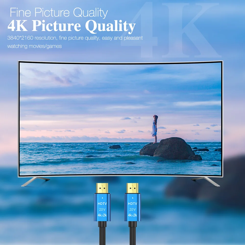 HDMI Cable 2.0 4K Cable for PS4 PS3 Xbox Fire TV Stick Blue Ray Player HDR High Speed Ethernet 4K 60Hz Male Long 5M 10M 15M 20M