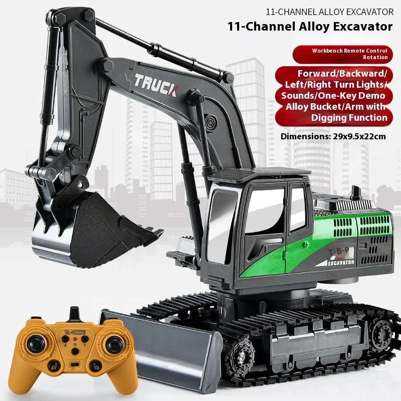 รถขุดของเล่นบังคับวิทยุ ทำจากโลหะผสม จำลองรถบรรทุกก่อสร้าง รถขุดไฟฟ้า ของเล่นวิศวกรรม สำหรับเด็กผู้ชาย เป็นของขวัญ