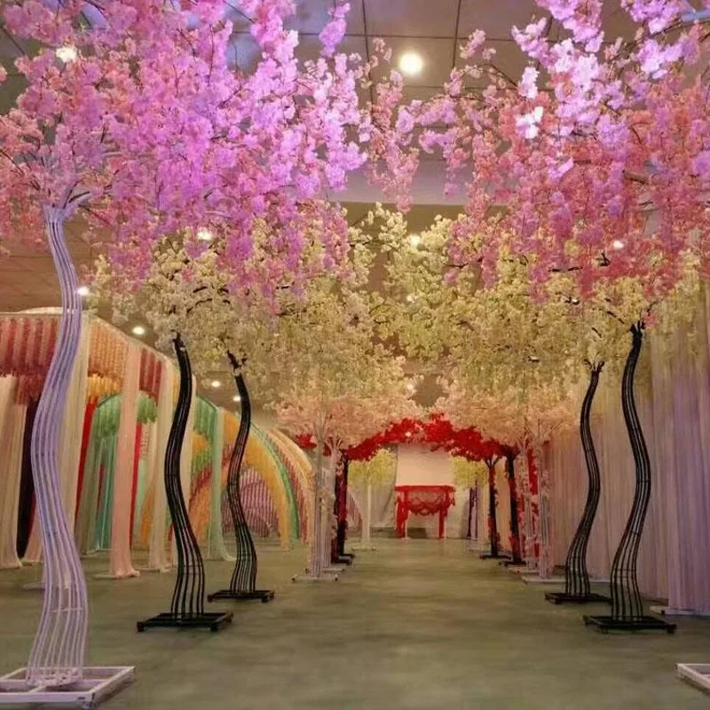 

2.6M Height silk Artificial Cherry Blossom Tree road lead Simulation Cherry Flower with Iron Arch Frame For Wedding event Decor