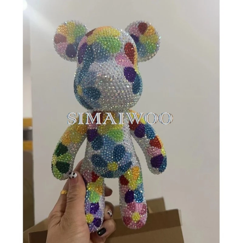 Rhinestone Sunflower Bear Statue DIY Blinged Diamond Doll Handmade Mosaic Toy Christmas Birthday Surprise Gift Shop Home Decor