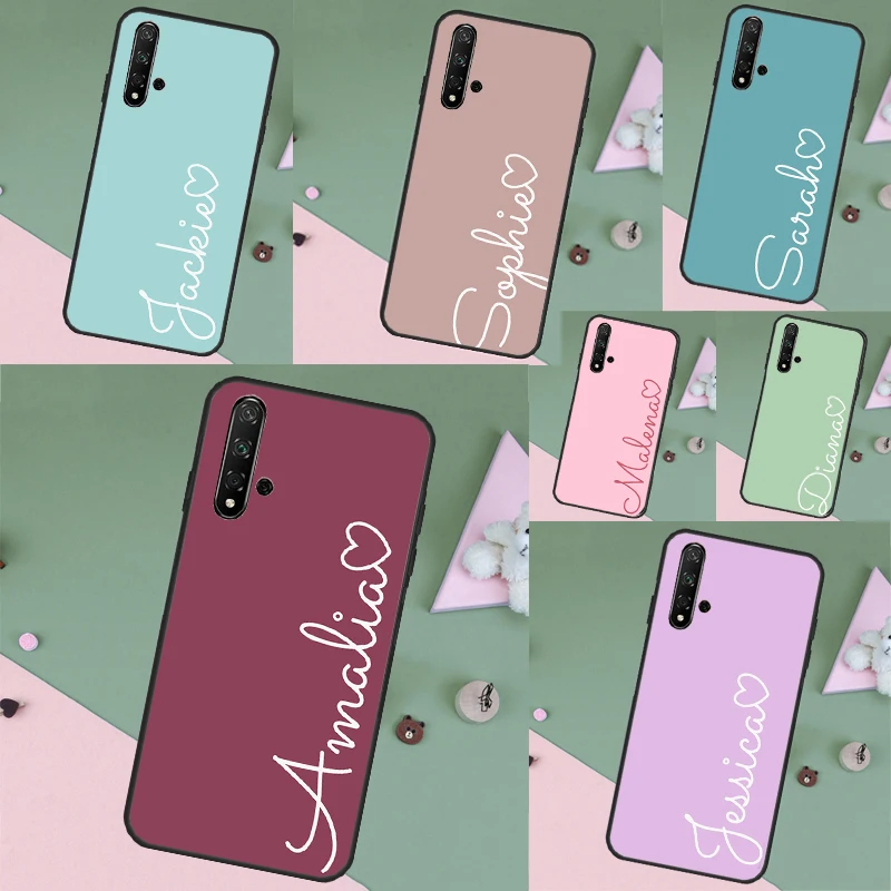 Personalised Custom Name Pastel Case For Huawei Nova 5T 10 9 SE 7i 8i 11i Y60 Y61 Y70 Y90 P20 P40 P30 Lite P60 Pro P Smart