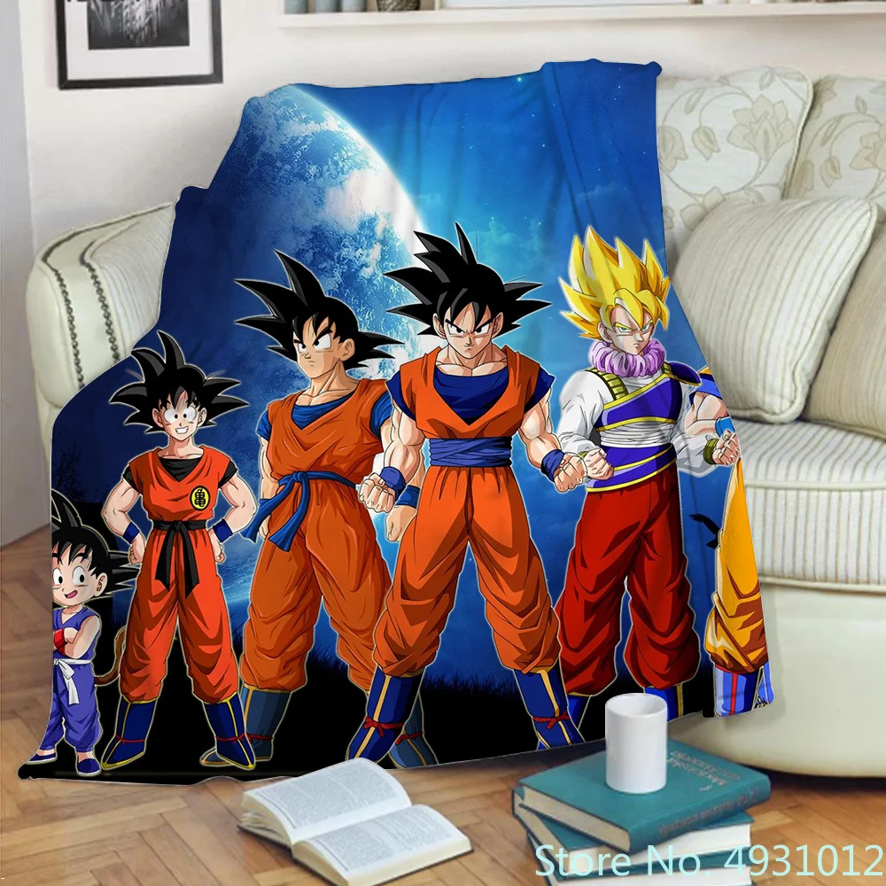 Hot Anime Dragon Ball Super Saiyan 3D Blanket Throw for Bed Sofa Fleece Nap Blankets Boys Girls Children Kids Christmas Gift