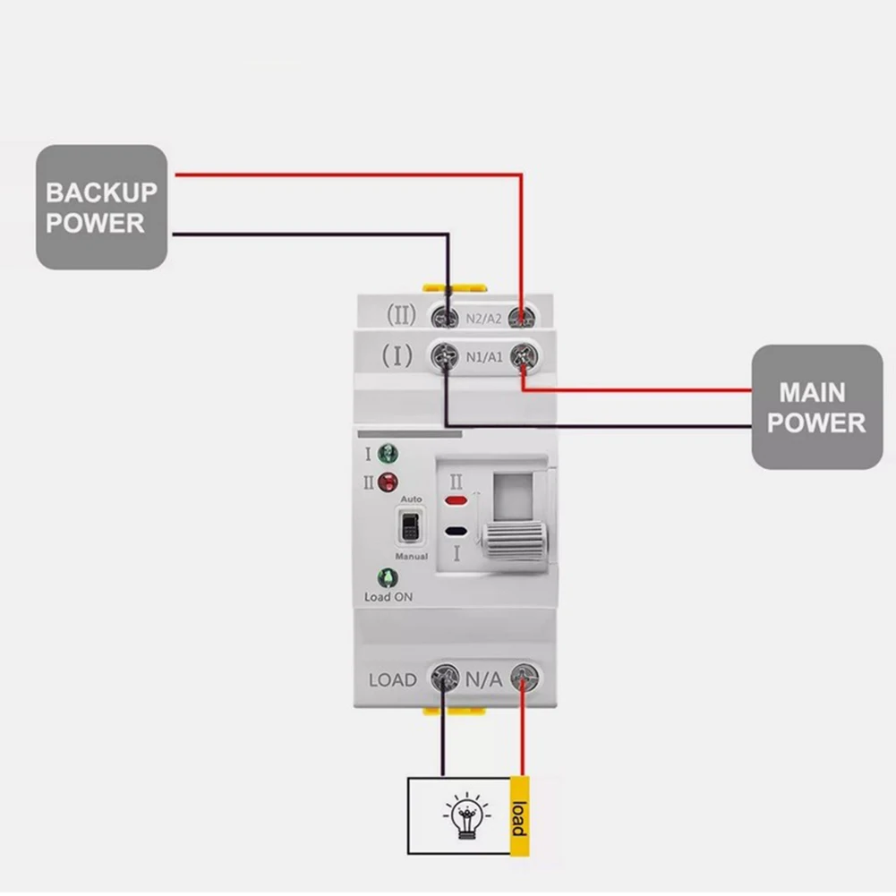 ATS Dual Power 2P 63A 220V Automatic Transfer Switch Electrical Selector Switches For Generator Uninterrupted Power