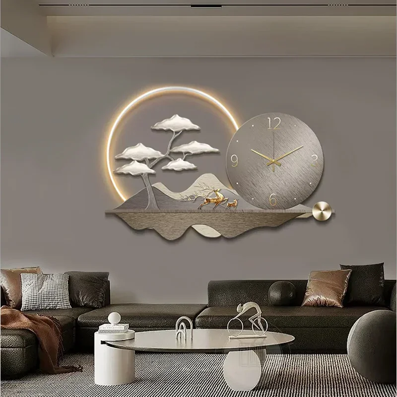 Art Mural Wall Clocks Restaurant Nordic Minimalist Fashion Design Wall Watch Wooden Big Size Horloge Murale Room Decorations