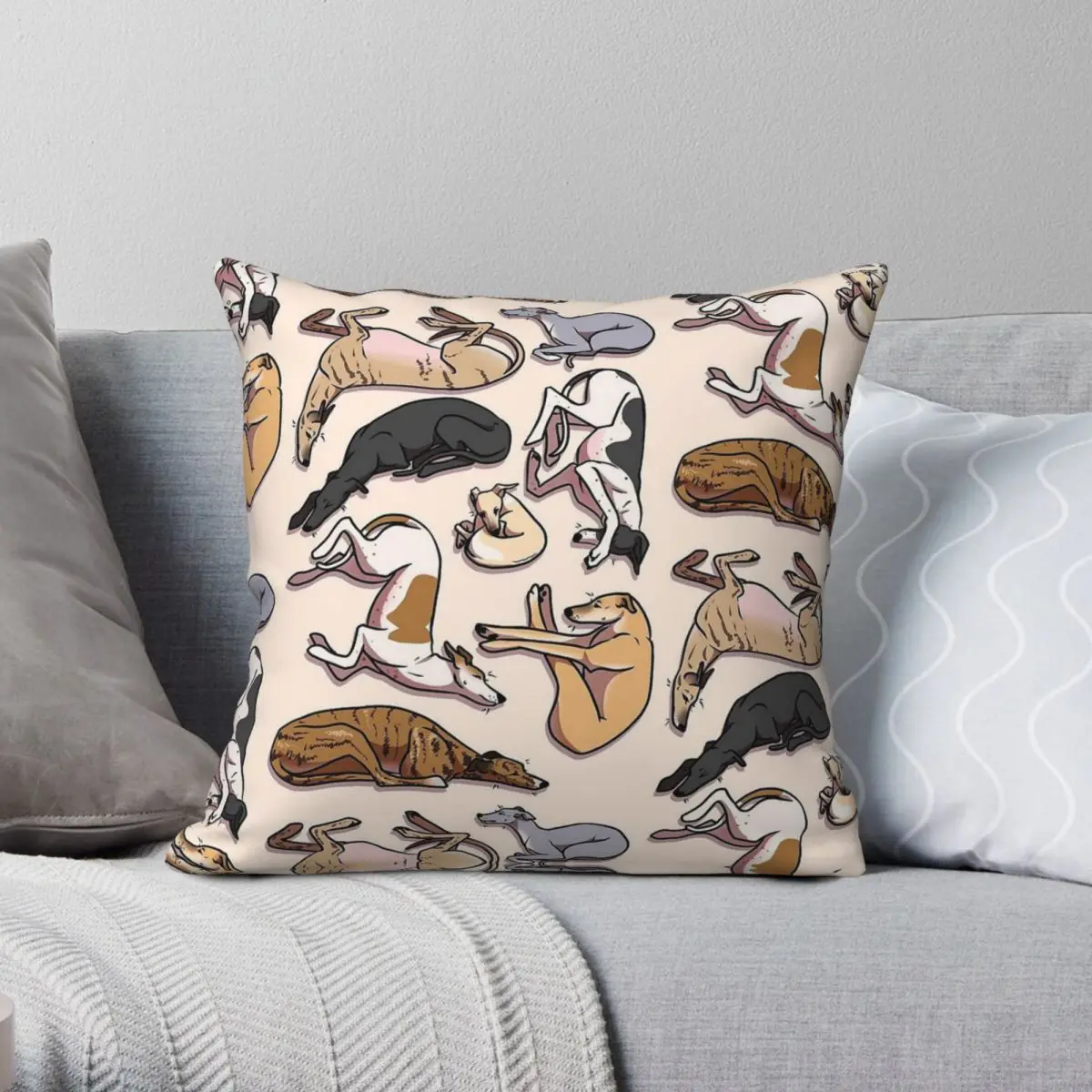 Sleeping Hounds Square Pillowcase Polyester Linen Velvet Creative Zip Decor Throw Pillow Case Sofa Cushion Cover 18