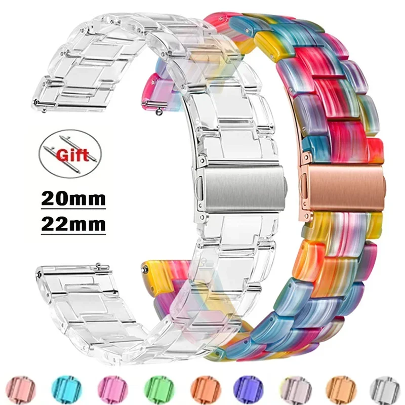 Transparent Glacier Strap for Samsung Galaxy Watch 4/5/pro 6 7 44/40mm/classic 46mm/42mm/3/Active 2 Bracelet 20mm 22 Watch Band