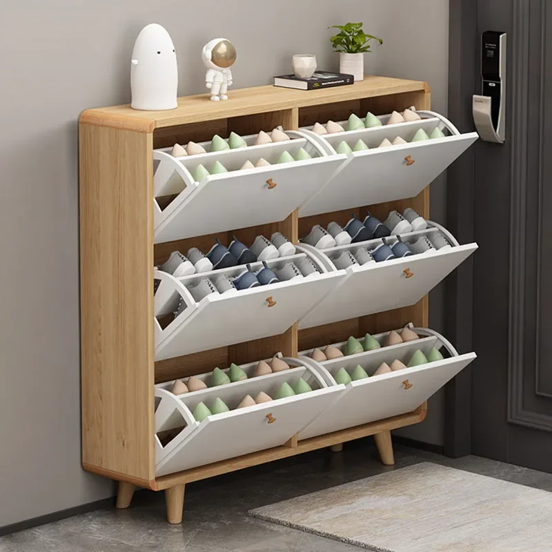 Modern Wood Shoe Cabinets Large Storage Dust Proof Shoe Rack Doors Expandable Designs Muebles Hogar Furniture Entrance Hall