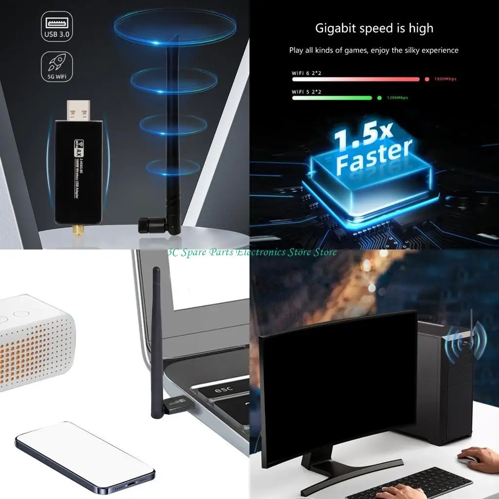 SZ Double Band 5DB WiFi Adapter Card for PC Laptop, Wireless Internet Connection