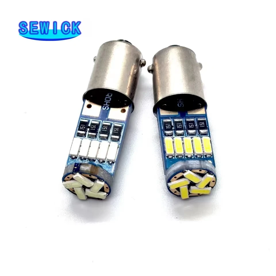 100Pcs T4W T2W T3W Ba9s LED Bulbs White 4014 15-SMD T11 H6W Car LED Interior Dome Light Reading Door Trunk Clearance Lamp 12V