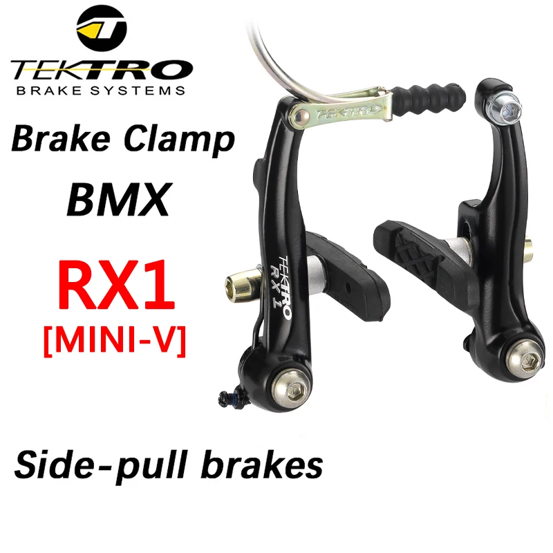 TEKTRO RX1 BMX brake caliper Mini-V brake aluminum alloy side pull brake bicycle clamp arm length 80mm with 836.12 brake shoes