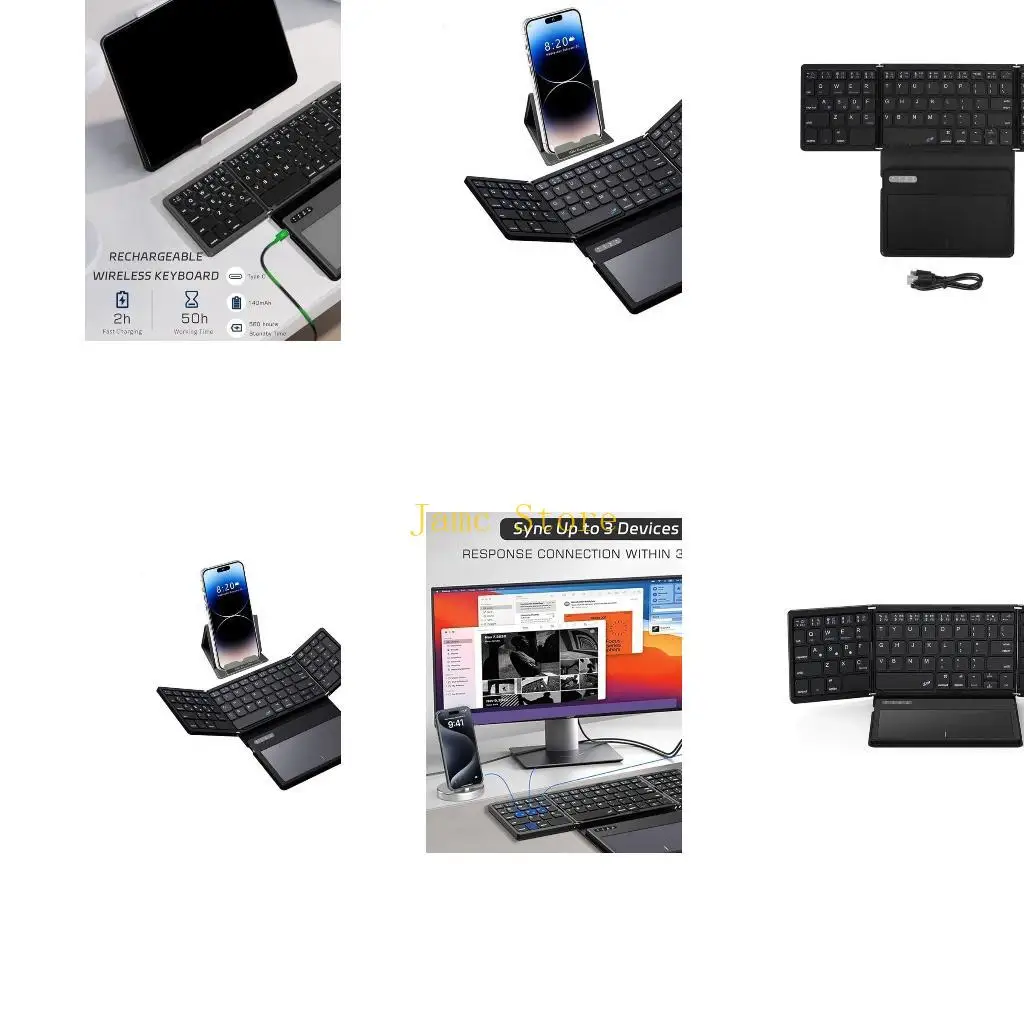 

LX0B Foldable Wireless Keyboard with Touchpad Numpad for Freely Device Switching