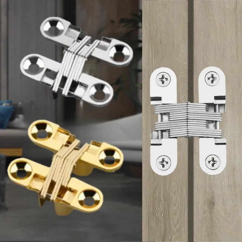 

1PCS Zinc alloy Hidden hinges door Heavy Duty Folding Cross Hinge For Cabinet Cupboard Wooden Box Connection Furniture Hardware