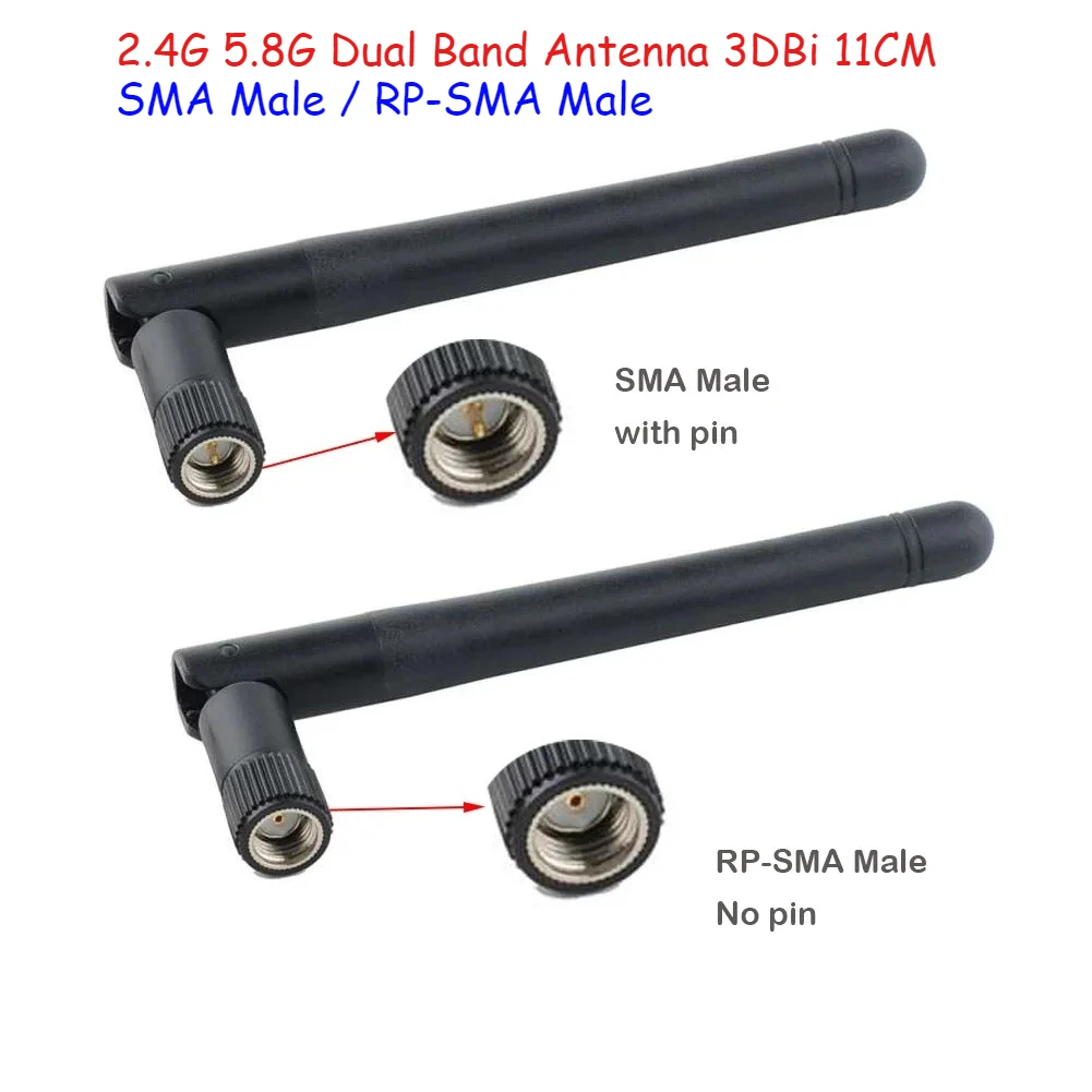 10PCS 2.4G 5.8G Dual Band Antenna 3DBi 11CM SMA Male / RP-SMA Male for Router BT Internet Card Smart Home Security Monitoring