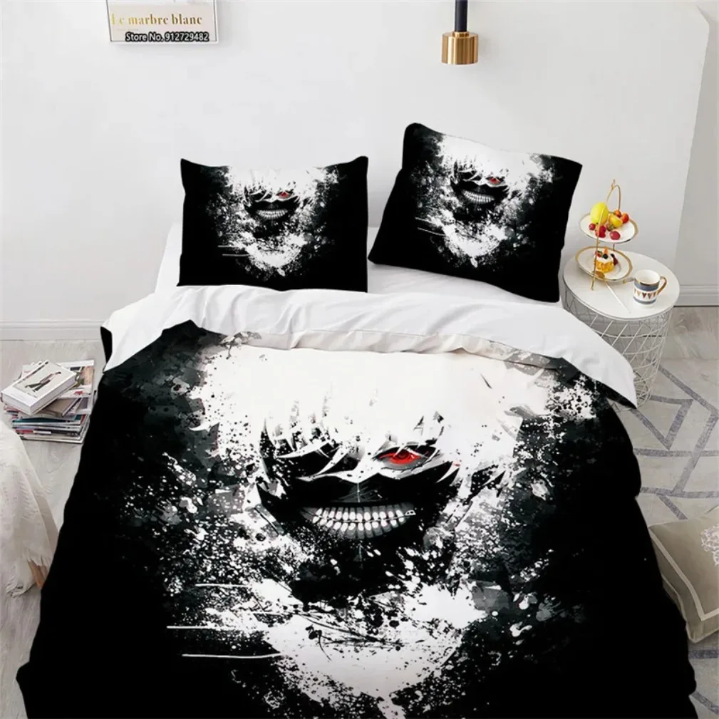 3D Print Anime Tokyo Ghoul Kaneki Ken Bedding Set,Tokyo Ghoul Duvet Cover Bed Set Quilt Cover Pillowcase Comforter king Queen