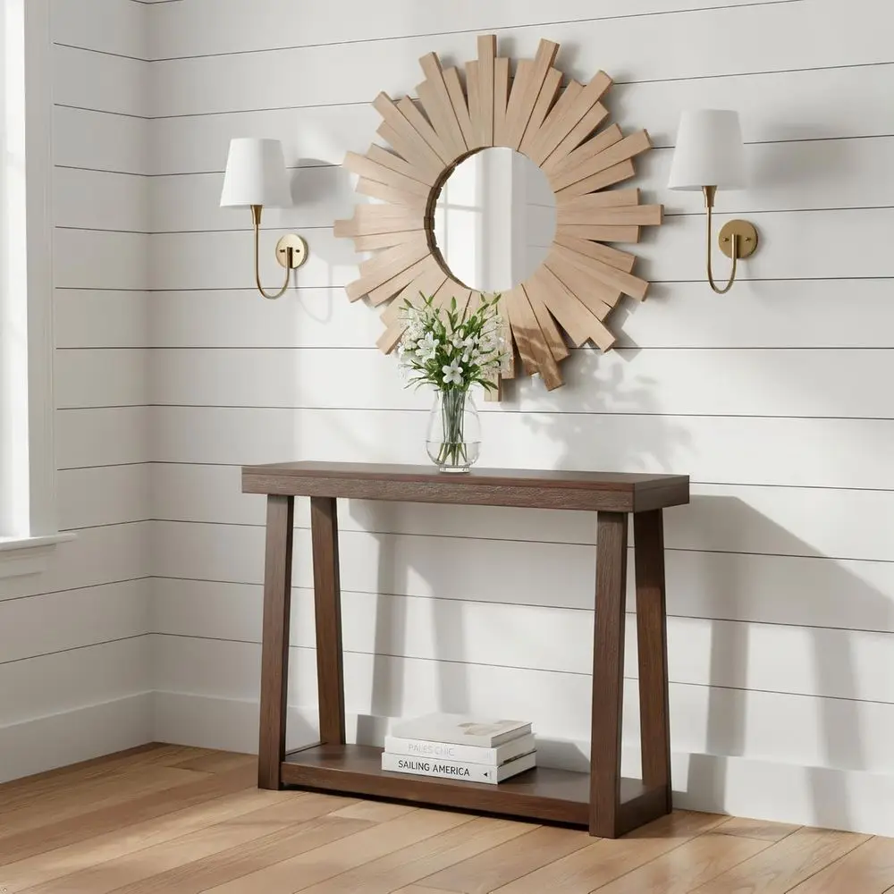 Plank+eam Solid Wood ole Tale with Stora, 46 Inch, Soa Tale with Shel, Narrow Entryway Tale or Hallway, ehind The Couch, Living