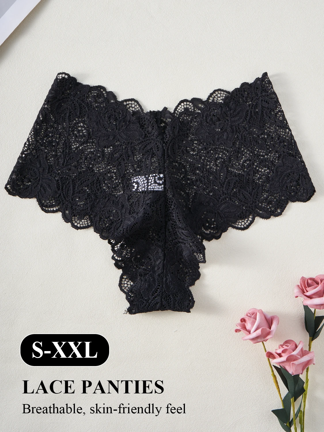 3 قطعة سراويل نسائية أنيقة من الدانتيل مُزينة بالزهور على شكل حرف V الخصر شبه شير مثير ملخصات ملابس داخلية مريحة الفتيات العشير الملابس الداخلية