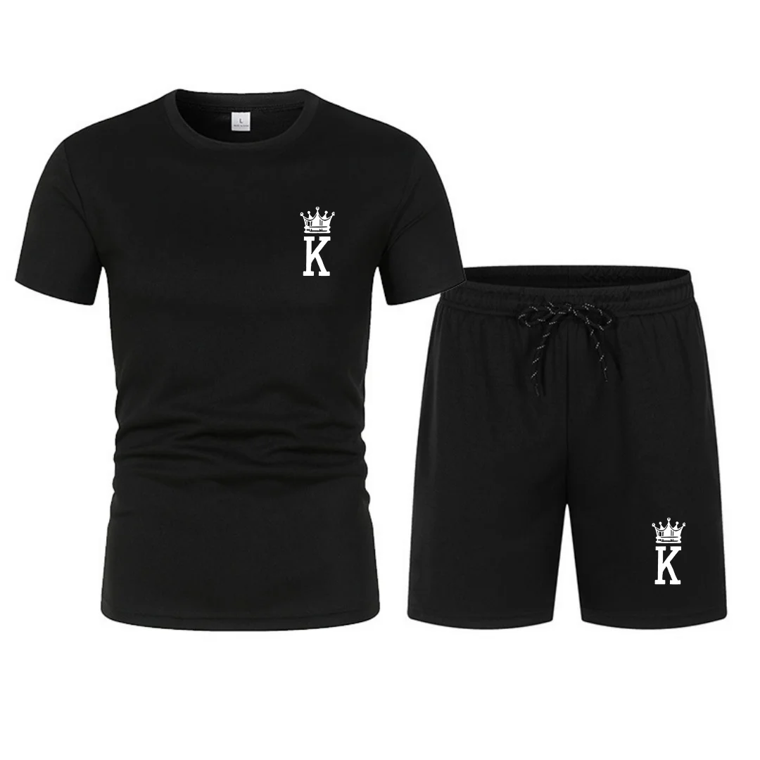 

Summer Men's Quick-Drying Mesh Short-Sleeved Shorts Casual Sports Suit K Printed Shorts Short-Sleeved Sports Casual Suit