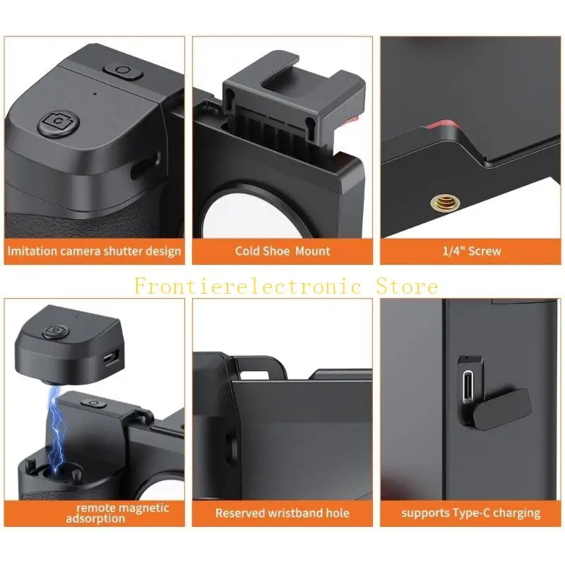 G8DB Phone Grip with Detachable Camera Control and LED Light Phone Wireless Shutter