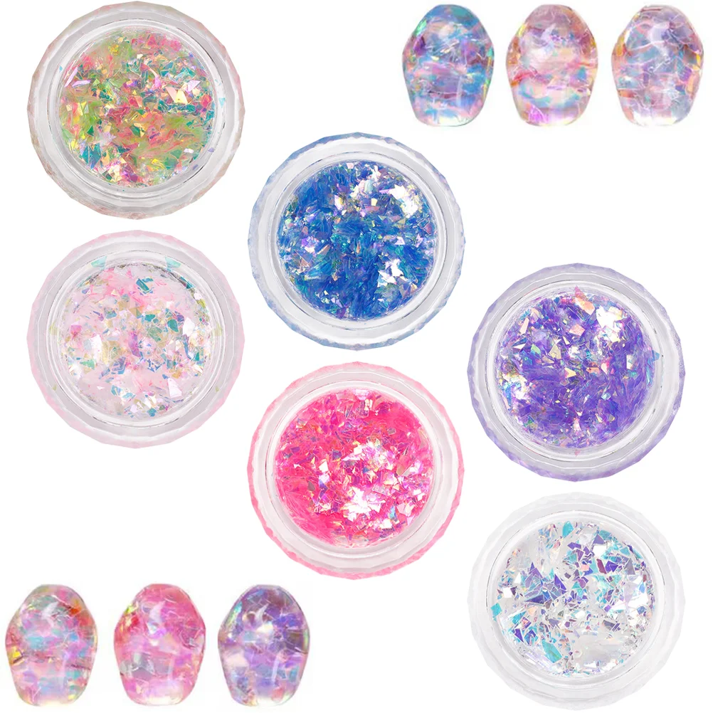 6 Boxes Nail Accessories Glitter Flakes for Makeup Charms Acrylic Nails Powder Crystal Epoxy