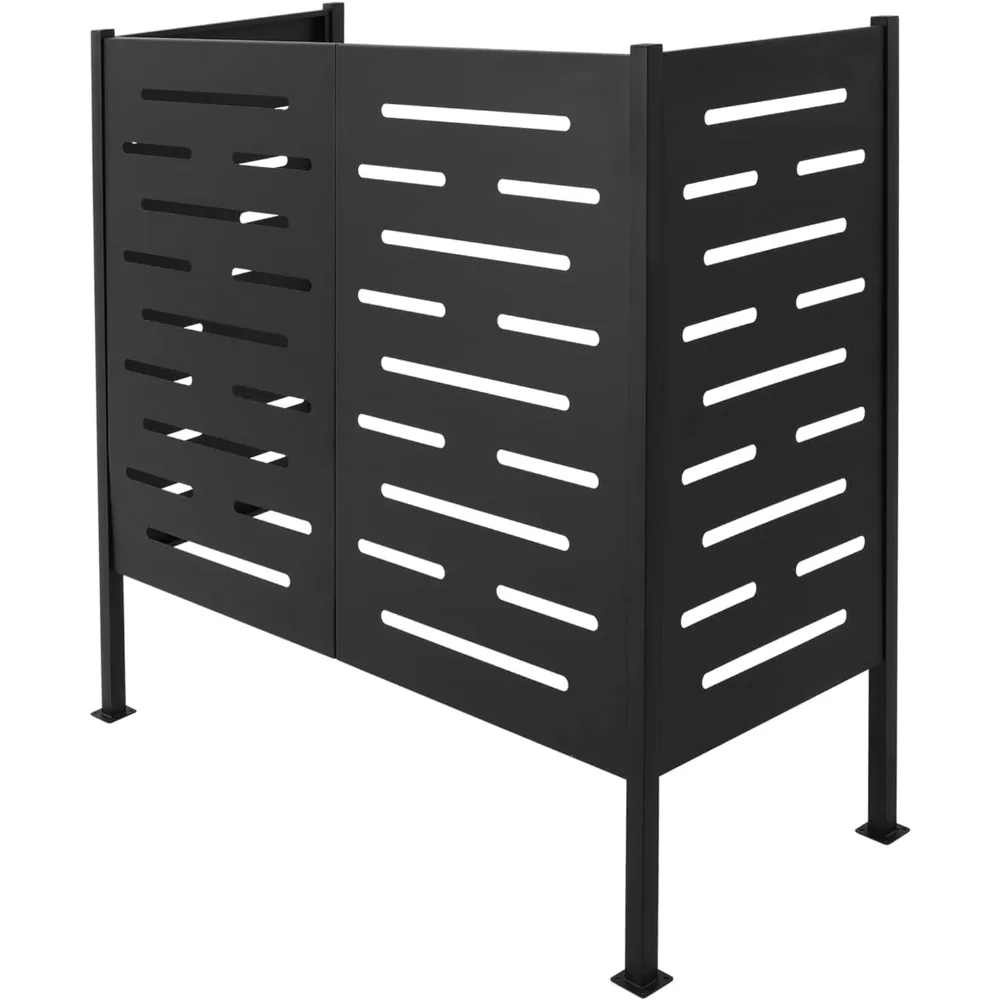 Recinzione per unità esterna, pannelli in legno per schermi privacy esterni con paletti metallici, recinzione per condizionatore d'aria, recinzioni per pattumiera, attrezzatura per piscina