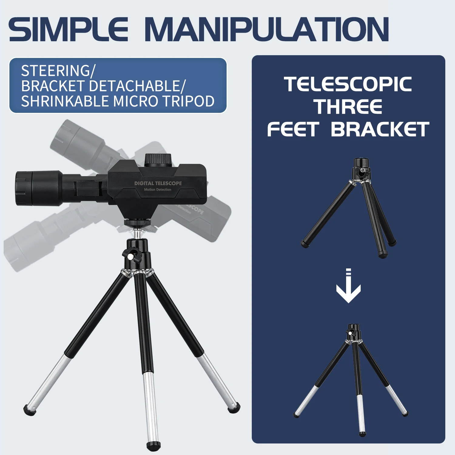 Telescopio digitale WiFi 70x Zoom 1920 x1080 Monitor per fotocamera monoculare con treppiede supporto per il controllo dell\'app del cellulare