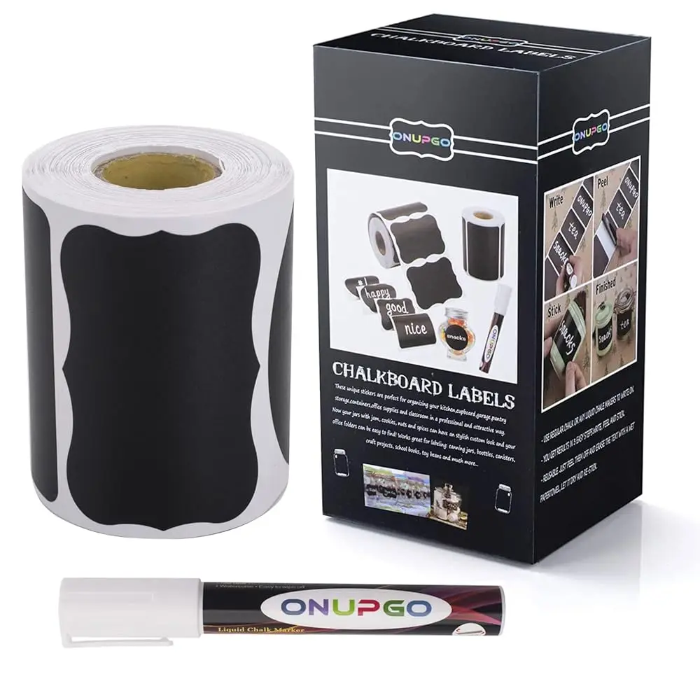 

Наклейки-этикетки для доски - 180 шт., водонепроницаемые, многоразовые, с 1 жидким маркером-мелом для банок Мейсона, декор для вечеринок