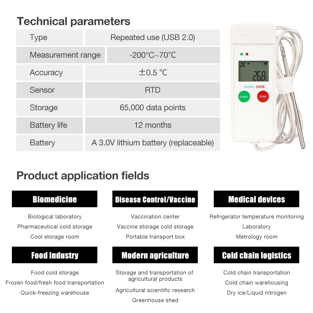 2025 جديد 65000 نقطة USB مسجل بيانات درجة الحرارة ميزان الحرارة PDF تقرير مسجل البيانات لمختبر النقل سلسلة الباردة