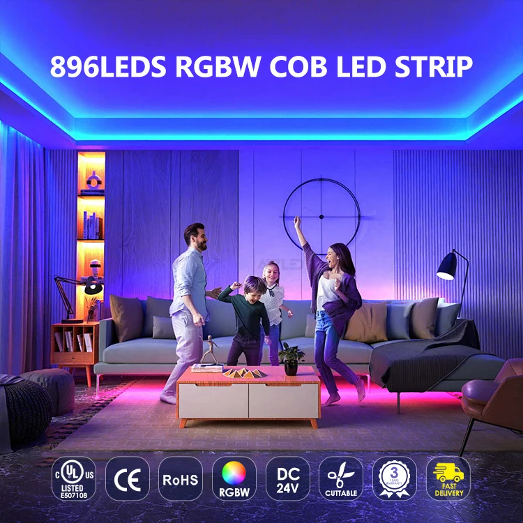 896LEDs/m RGB COB LED Strip Light High Density Flex Light Dimmable FOB Linear DC24V Room Christmas Halloween tree decoration