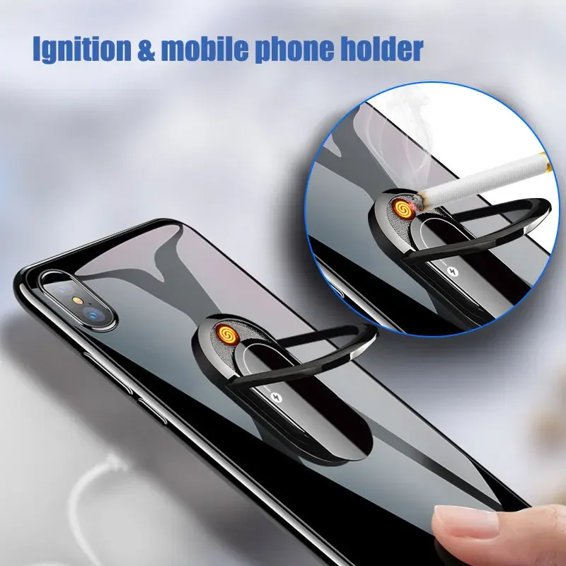 Creative USB Charging Lighter Can Be Used As A Mobile Phone Holder Lighter Multi-functional Cigarette Lighter Rechargeable