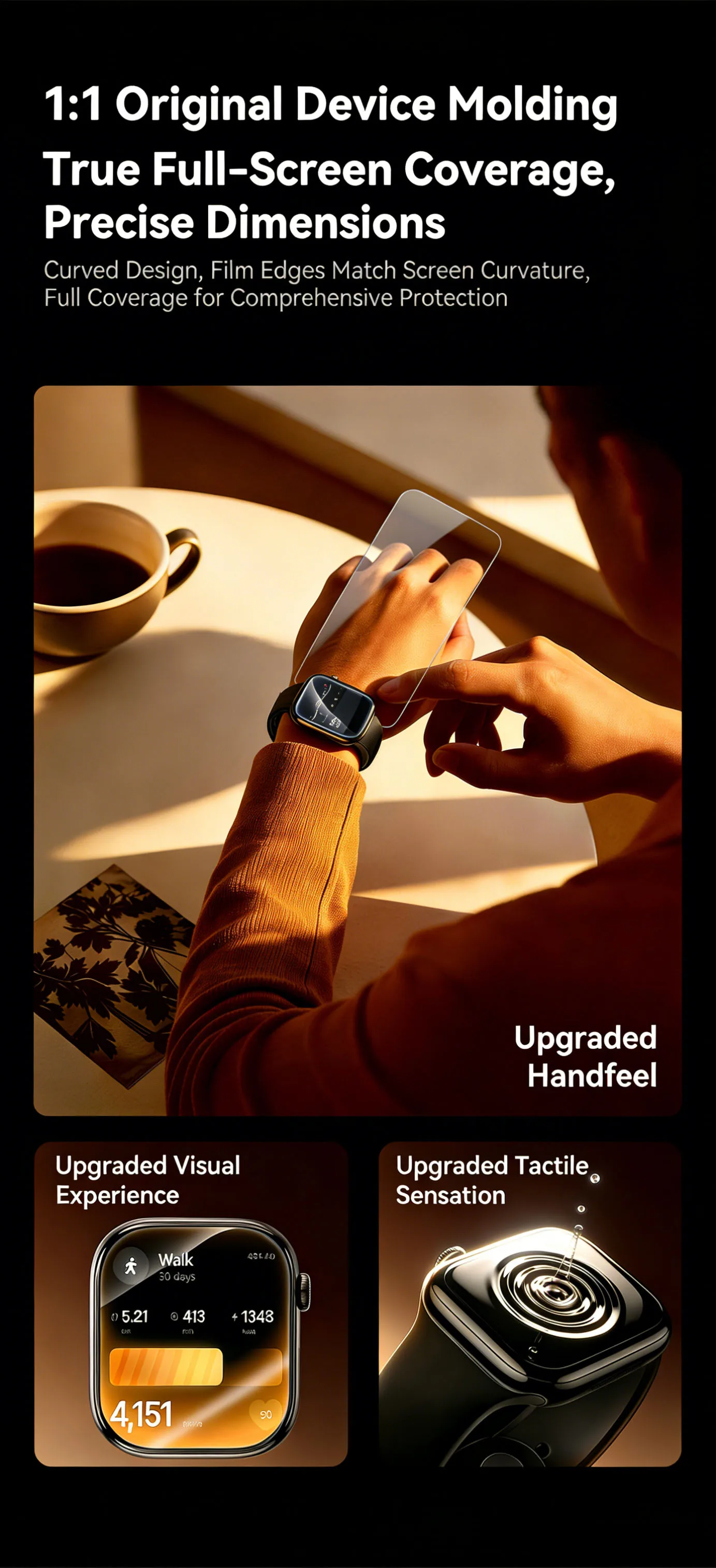 SAMZHE Displayschutzfolie für Apple Watch Serie 11/10/9/8/7/6 SE/SE2/SE3 40–46 mm, vollständig abdeckender Schutz, weichere Schutzfolie – Detail 5