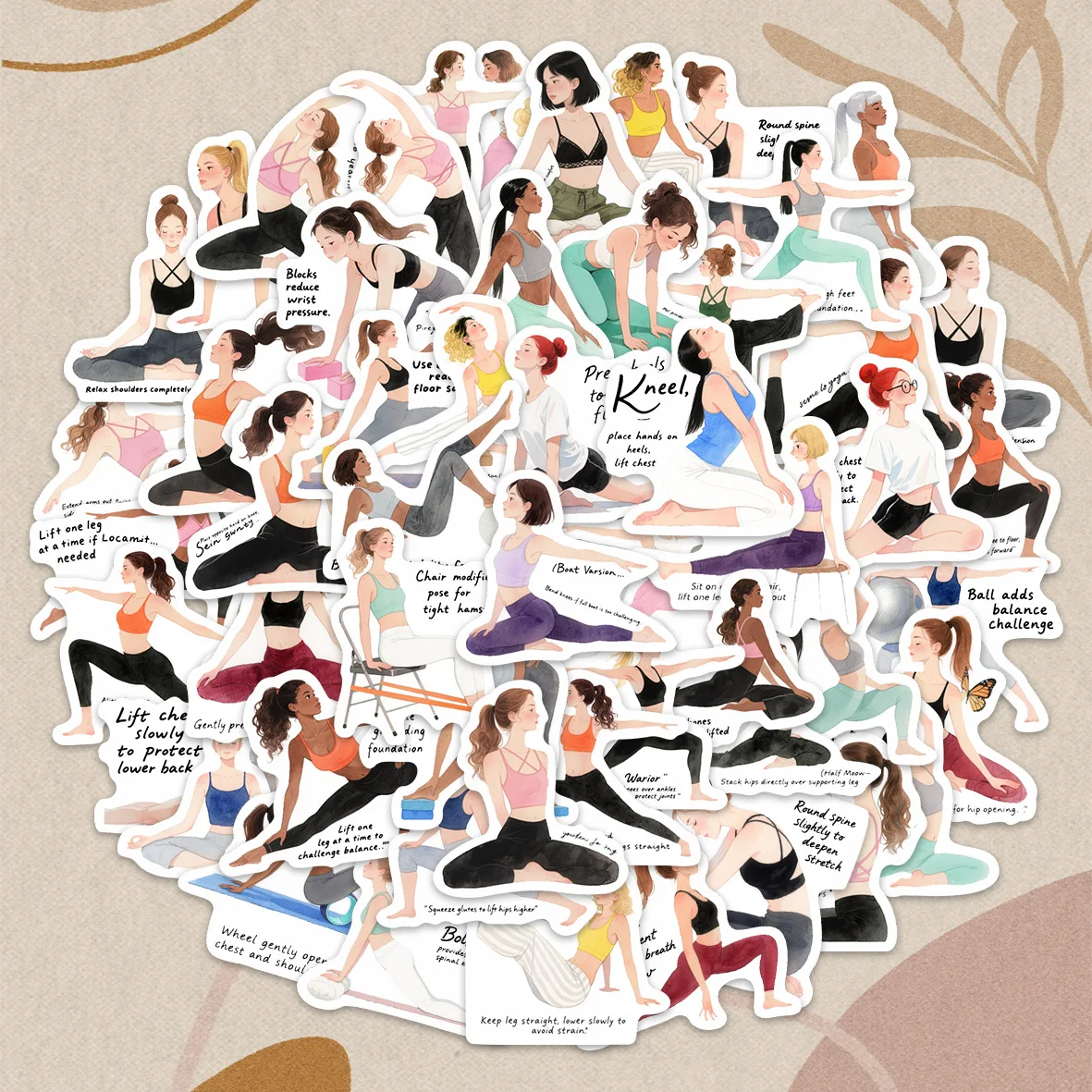 72-adesivos-de-graffiti-de-yoga-em-desenho-animado-a-prova-d'Agua-para-decoracao-diy-de-celular-laptop-ipad-caderno-estojo-de-Oculos-bagagem-e-garrafa-termica