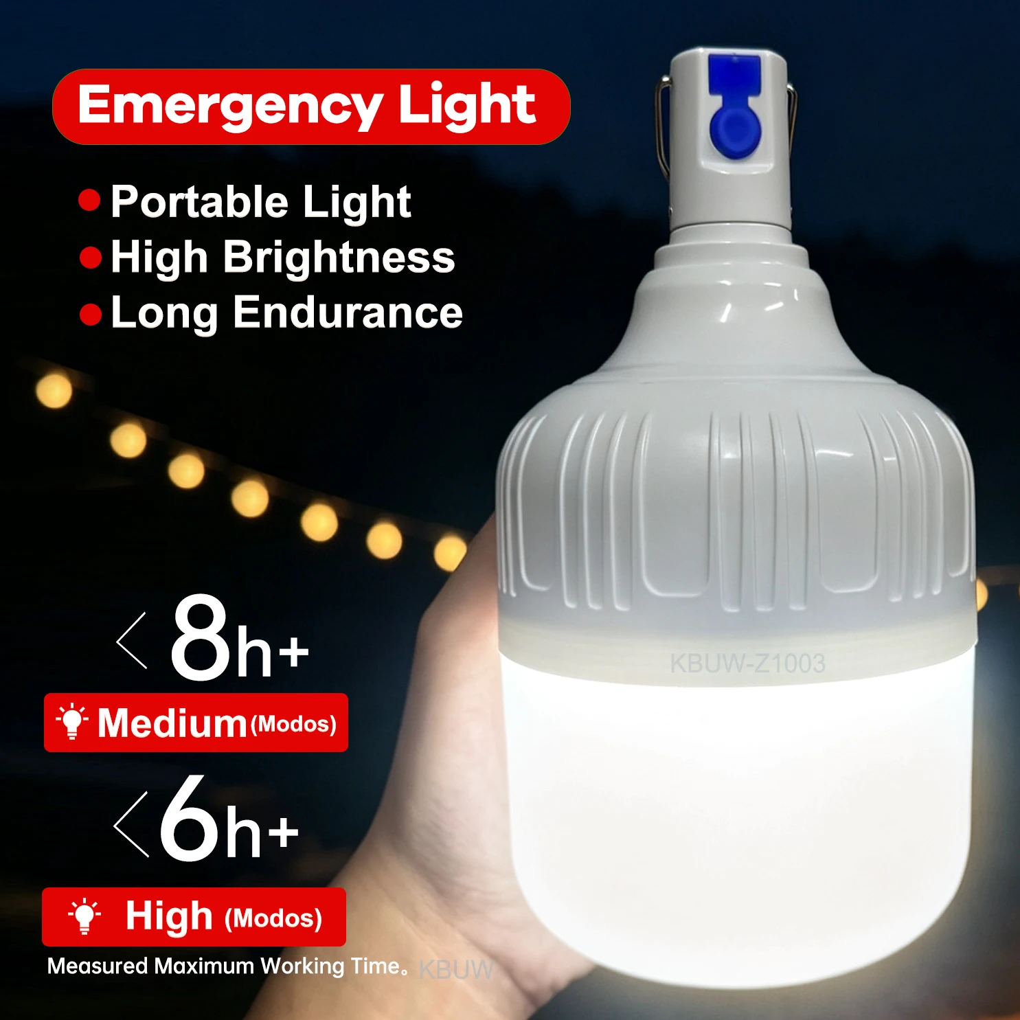 20.6cm Extra-Large Light Bulb, USB Rechargeable with Long Battery Life, Comes with a Hook for Easy Hanging, Suitable for Camping, Night Fishing, Stalls, Emergency Lighting, Rescue Operations, and Tents