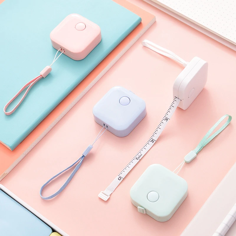 1pc Soft Rulers Candy Color Portable Portable 60inch 150CM Retractable Tapeline School Stationery Measuring Drawing Tool