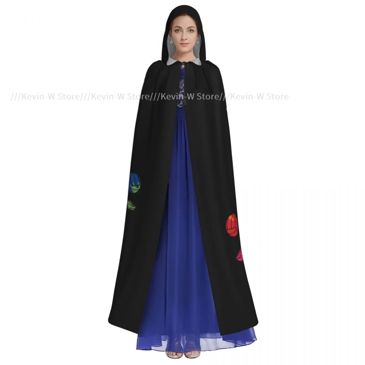 Adult Cloak Cape Hooded Volleyball Action Medieval Costume Witch Wicca Vampire Elf Purim Carnival Party