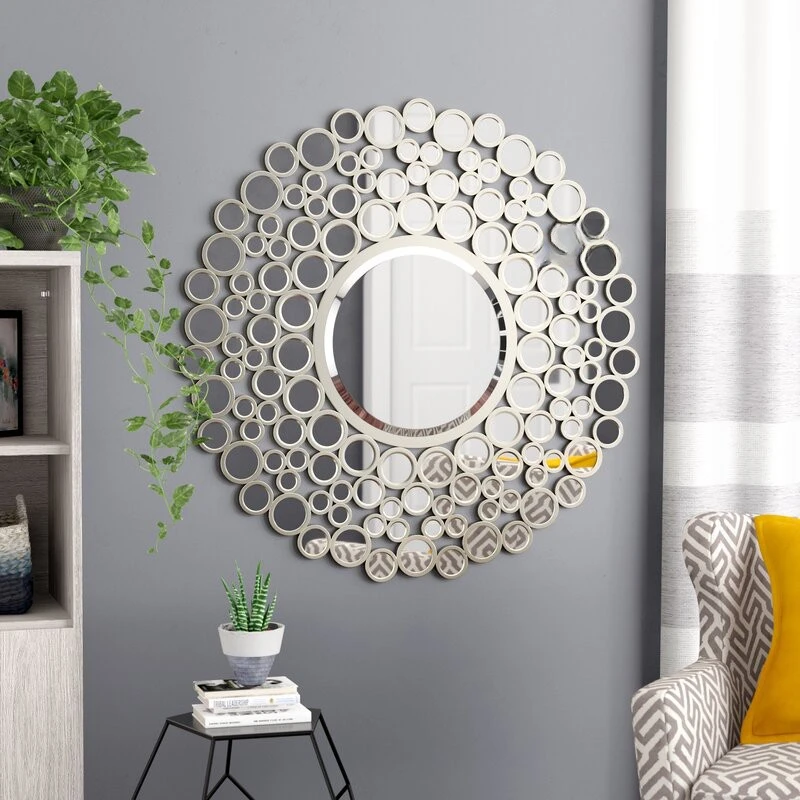 

Living room decoration, foyer, sun art, dining side corridor, background wall, circular wall hanging mirror