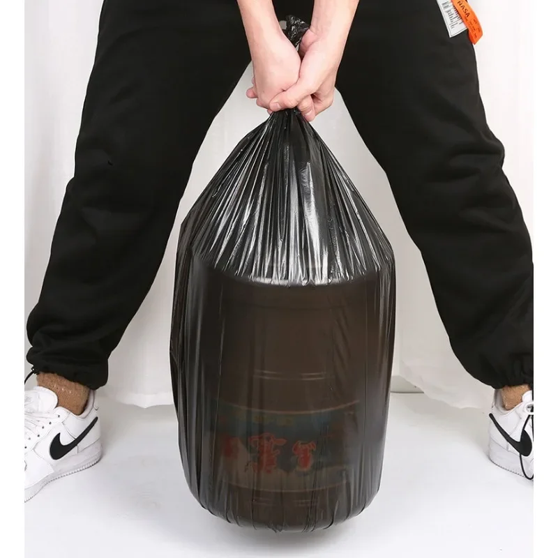 15Pcs/1Roll Household Garbage Bag Thickened Large Black Trash Bags Disposable Trash Pouch Kitchen Portable Cleaning Waste Bag