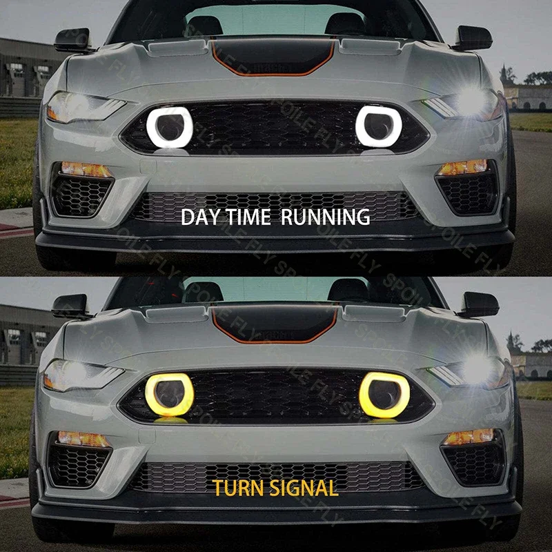 2018 To 2023 For Ford Mustang S550 LED Mach1 Style Racing Grills Front Bumper Lamp Grille With W/DRL Turn Signal Lights Grilles